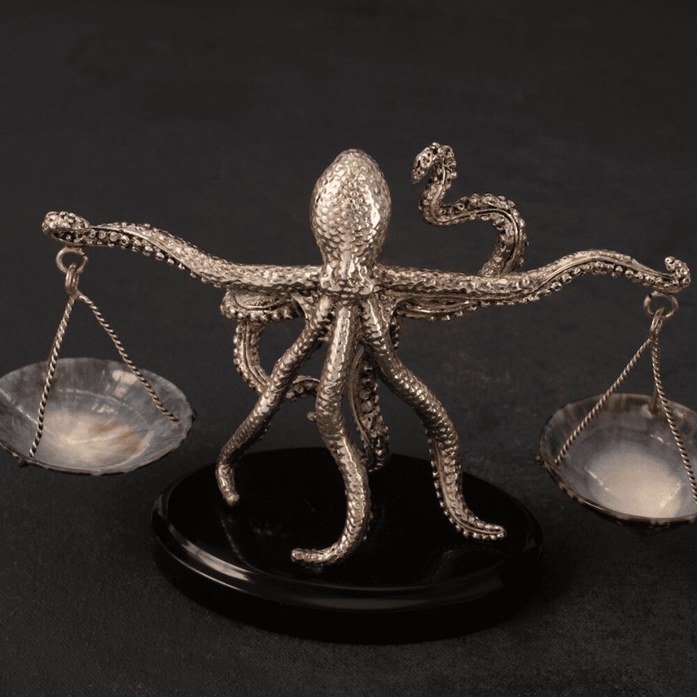 Silver Plated Libra with 2 Oval Limpet shell